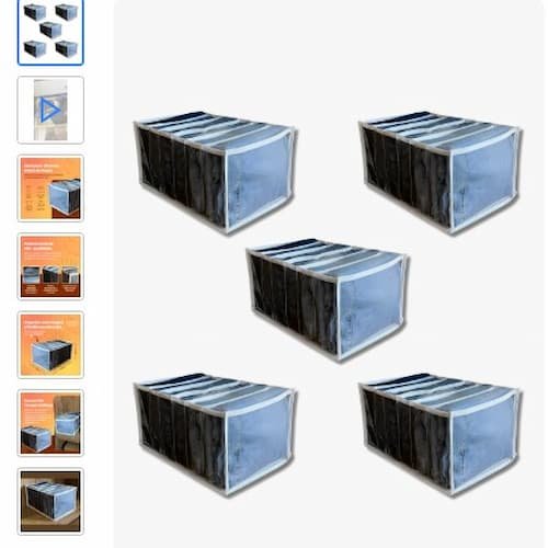 Kit5 Caixas Organizadoras Dobráveis em TNT com Visor, Original Premium