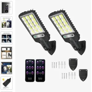 Foto do produto Luz Led Luminaria Poste Solar Rua Parede Refletor 180 Cob 2pçs 180w Com Sen original comprado nas promoções do Achadinhos da Zu
