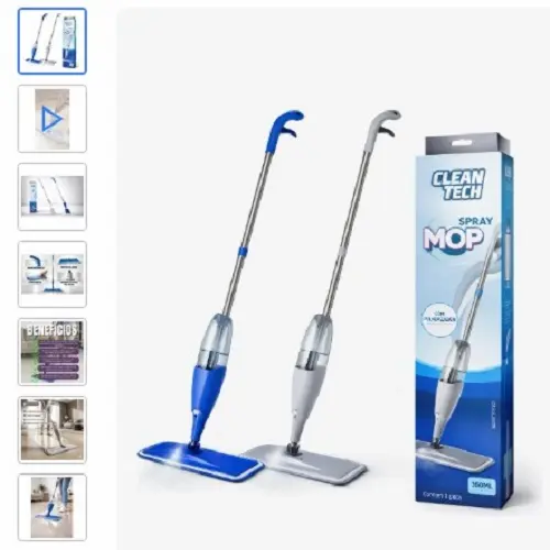 Imagem do Mop Spray Gatilho Com Reservatório 380ml E Refil Microfibra,